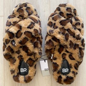 BP Leopard Faux Fur Slippers